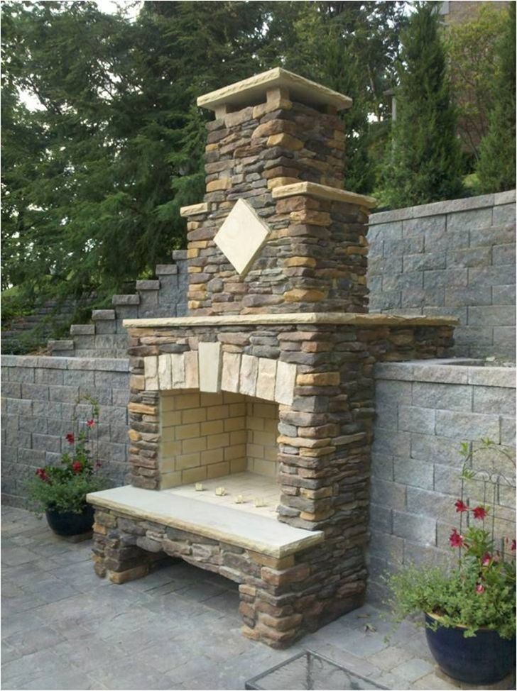 A fireplace made of stones and bricks